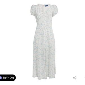 Polo Ralph Lauren Cream and Blue Floral Midi Dress